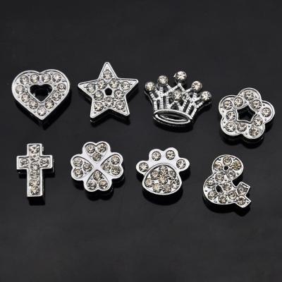 China Diy Accessories Stocked Dog Accessory Slide Decoration Rhinestone Pet Charm Dog Collar Letters for sale