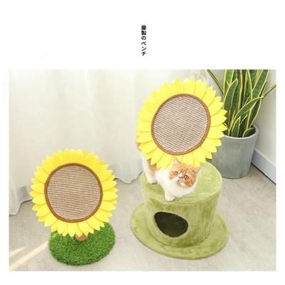 China Travel Factory Wholesale Round Cat Board Sisal Sunflower Cat Rising Cat Climbing Grab Frame for sale