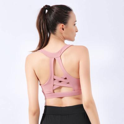 China New breathable women yoga tops fitness high quality breathable running shirts push up sports bra wholesales for sale