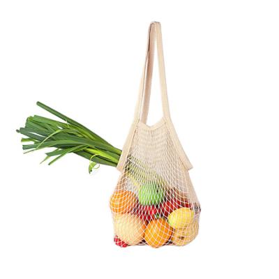 China Reusable Handled Cotton String Grocery Shopping Bag Product Fruit Vegetable Storage Net Bags Cotton Mesh Bag for sale