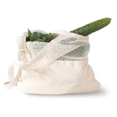 China Handled Recycle Eco-Friendly Vegetable Organic Cotton Mesh Net Produce Bag Shopping Handbag Muslin Canvas Fabric Food Fruit Bags for sale