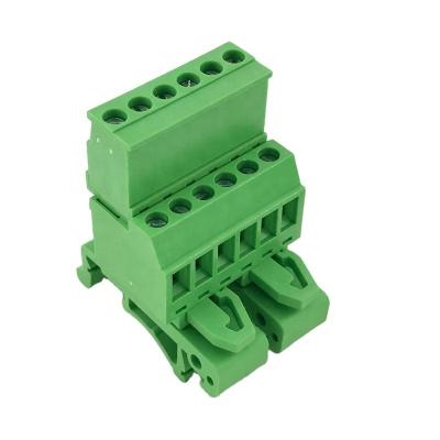 China PA66 Rail Mounted 35mm Din Type 10A 5.08mm Pitch Pluggable Wire To Terminal Block for sale