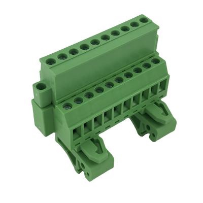 China PA66 5.08mm Pitch Pluggable Din Rail Terminal Block With Fixed Screws for sale