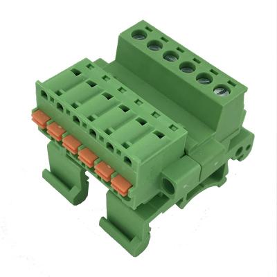 China 5.08MM Flattening PA66 Spring Din Rail Terminal Block Male And Female Pitch XK2EDGRKUM-5.08MM XK2EDGKDM-5.08 for sale