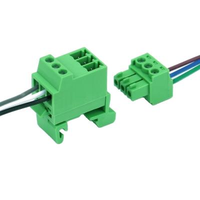 China PA66 3.81mm Pitch 3 Ways Small Din Rail Pluggable Terminal Block for sale