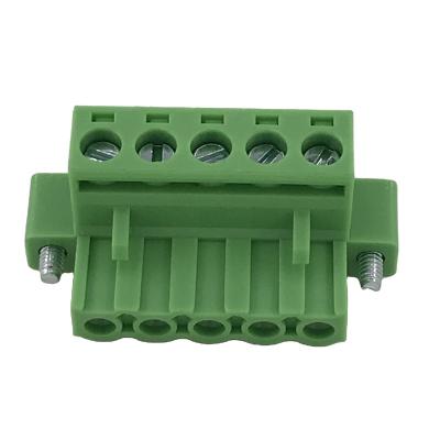 China PA66 5.08MM Pitch 6 Pin Terminal Block Female Connector Plug With Flange Screws XK2EDGKM for sale