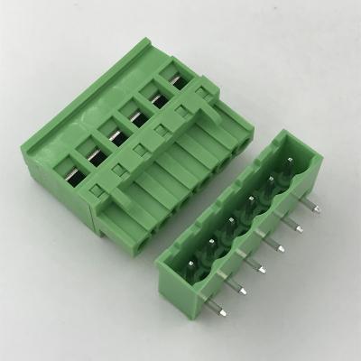 China PA66 5.08MM TB Vertical Pitch PCB Pluggable XK2EDGKA-5.08 2EDGRC-5.08 Right Male & Female Male Connector Close To Seal for sale