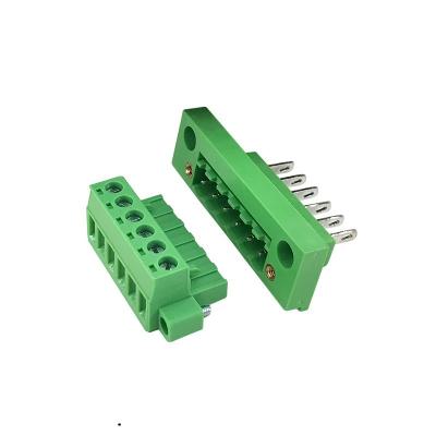 China PA66 5.08mm Pitch Through Wall Panel Mounted Terminal Block 5.00 mm Female & Male XK2EDGWB+KM-5.08 for sale