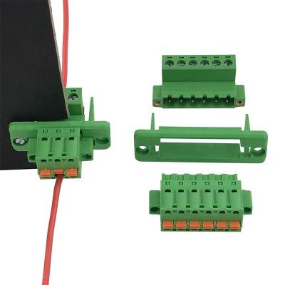 China PA66 5.08mm Pitch Through Wall Or Panel Plug-In Type Terminal Block With 2-24P Clamp Spring Hook Type XK2EDGWC-5.08 2EDGRKM 2EDGKDM for sale