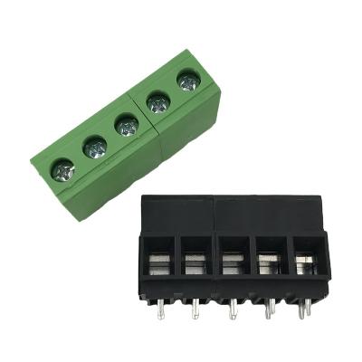 China PA66 XINKE 10.16mm pitch 5 way version green and black terminal block connectors with double pinout for sale