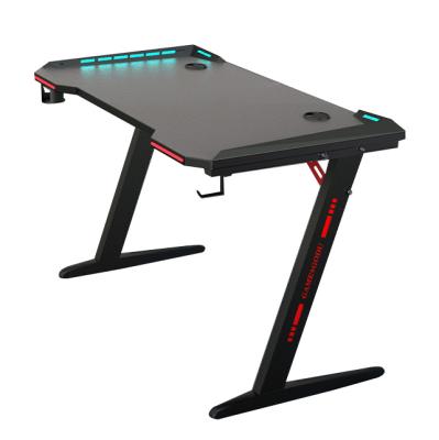 China Convertible Durable Professional Computer Desk for PC Laptop E-sports with LED Lights and Hanger for sale