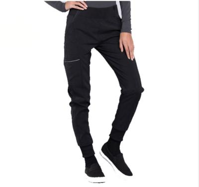 China Hospital Wholesale Womens Front Angled Zipper Pockets With Reflective Tape Medical Jogger Pants for sale