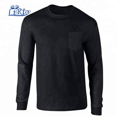 China Anti-pilling Men's Solid Long Sleeve Chest Pocket O Neck T-Shirt for sale