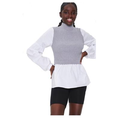 China Breathable/Eco/Easy To Care Hot Sale Women Sweater-knit Combo Top for sale