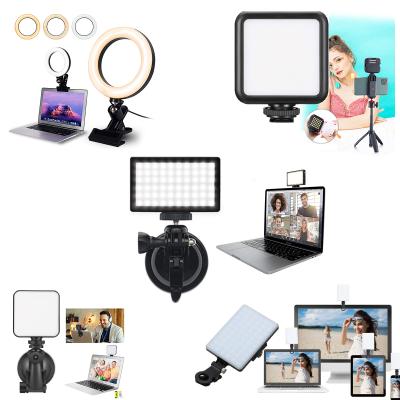 China 6 8 10 Laptop Ringlight LED Selfie Ring Lamp 360 Rotation Video Conference Computer Ring Light with Flange for Tiktok Vlog 6inch with Flange for sale