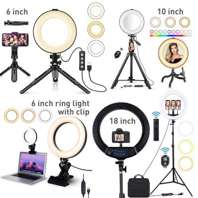 China Ringlamp Live Broadcast 10inch 26cm PORTABLE Ringlight Tripod LED Ring Lamp Dimmable Makeup Fill Set 26 cm 10 inch Ring Light for sale