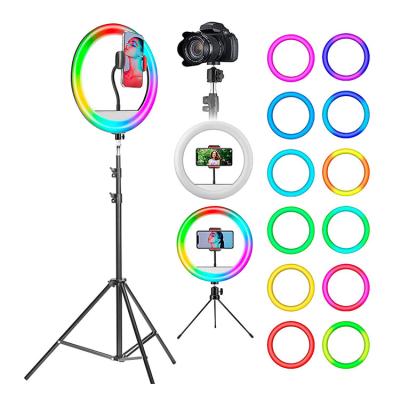 China Colorful Selfie Ringlight 12 Inch Dimmable Color Modes 12inch 13 Brighteness 20 RGB ABS RGB Ring Light for TikTok YouTube Vlog for sale