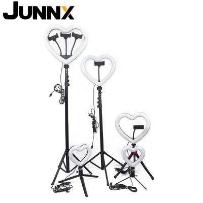 China JUNNX Mini Love Photography Ring Light Makeup 6inch 10inch 13inch Heart Shaped Heart Shaped Ringlight With Tripod Stand for sale