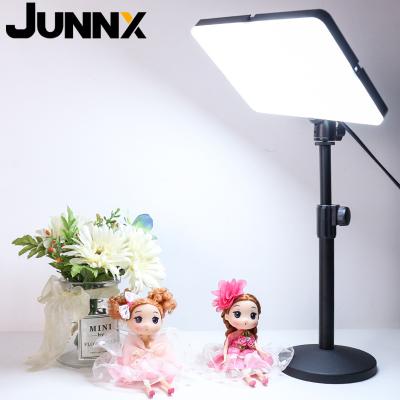 China Mini JUNNX 3 Colors Dimmable Jewelry Studio Vlog Flat Panel Camera Fill Light Photography LED Video Light Panel with Remote Control for sale