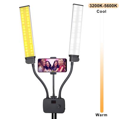 China Photography Vdieo Studio Making New Beauty Enhancing Photography Led Ring Light Photography Double Arm Sufficiency Light Celebrity Live Streaming Selfie Light for sale