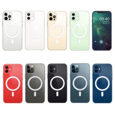 China Clear Transparent Shockproof Shockproof Tpu Magnet Phone Case For Iphone 12 pro Mini Max for sale