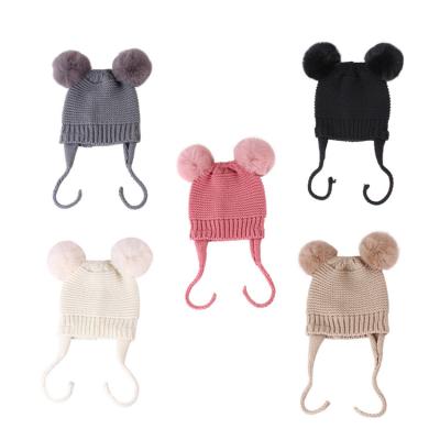 China Casual Winter Knitted Baby Boy Hood Newborn Girl Hat Infant Pompom Warm Hat for sale