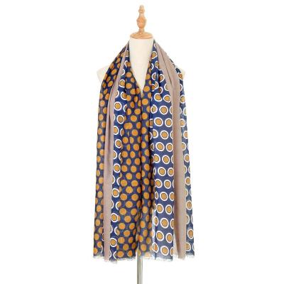 China Polyester Fashion Dotted Vertical Stripes Pattern 100% Polyester Women Scarves Shawls Muffler for sale