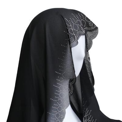 China 100% Polyester Muslim Hijabs Crystal Decorated Women Head Cover Scarf Shawls for sale