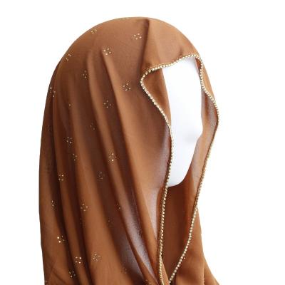 China 100% Polyester Muslim Hijabs Crystal Decorate Women Head Cover Scarf Shawls for sale