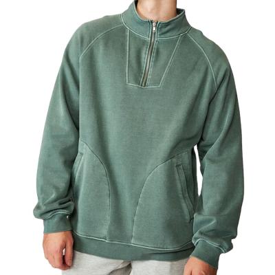 China Anti-Wrinkle Hoodies Men Streetwear Zipper Plain Color Sweatshirt Half Loose Fit Oversized Pullover Plus Size Hoodies for sale