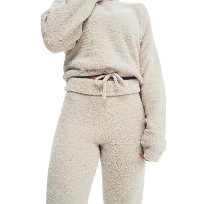 China Wholesale Breathable Cotton Fleece Women Winter Pajamas Fluffy Teddy Pants Flannel Warm Sleepwear Lounge Wear Sets Women for sale