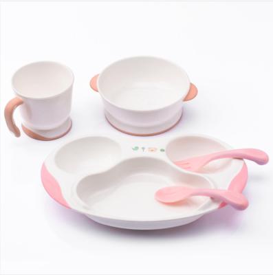 China Wholesale Eco-Friendly Silicone Free Baby Fork Spoon Dish Baby Dish Bowl Set Bowl Feeding Cup Sets Tableware Sets for sale