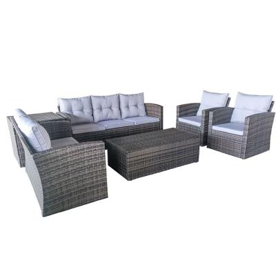 China Modern High Quality Comfort Garden Indoor Wicker Sofa Set With Cushion In Seat And Back for sale