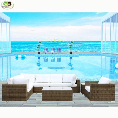 China Modern Aluminum Frame Garden Sofa Set Outdoor Functional Wicker Sofa With Cushion In Seat And Back for sale