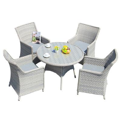 China High End Modern Comfort Round Rattan Table Outdoor Garden Rattan Wicker Dining Sets for sale