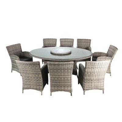 China Modern rattan dining table garden furniture wicker comfort 8 seater dining set for sale