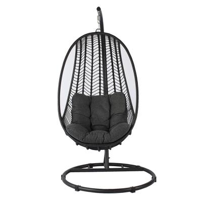 China Modern European Outdoor Garden Patio Style Rattan Swing Egg Hanging Chair With Stand for sale