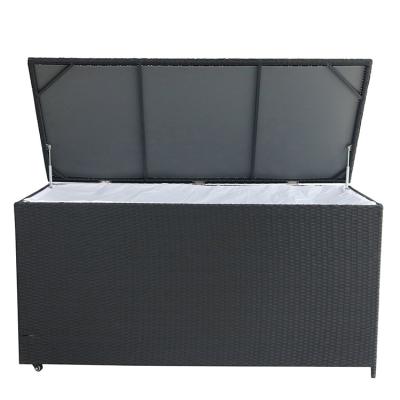 China Modern wicker storage box flat wicker cover bag waterproof rattan storage box with wheels for sale