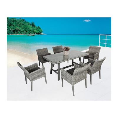 China Modern Comfort 7 Piece Outdoor Garden Table And Chairs Set Rattan Dining Set for sale