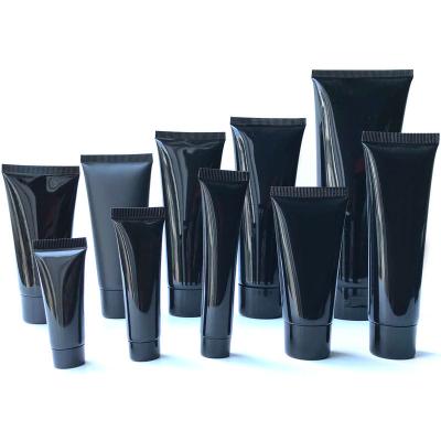 China 10-100ml Cosmetic Black Soft Tube Face Wash Cream Lotion Squeeze Tube Bottle for sale