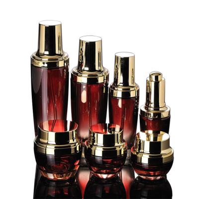 China Skin Care Cream Custom Logo Glass Container Set Round Jar Lotion Bottle Luxury Cosmetic Glass Packaging for sale