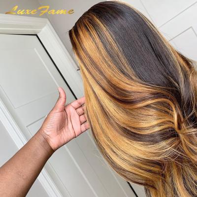 China Wholesale Lace Front Wig, Silky Straight Wave Color Hair P4/27 Cuticle Aligned Indian Virgin Hair Wig, Colorful Peruvian Hair Wig for sale