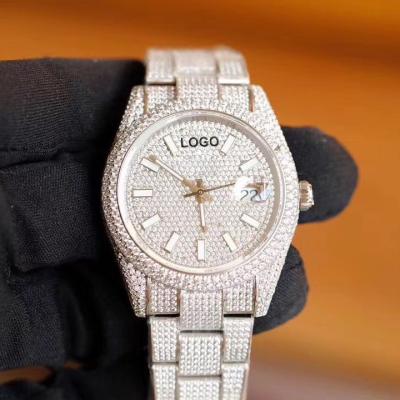 China Top Quality Luxury Automatic Date Key Automatic 2824 Iced Out Watch With Diamonds On Clasp for sale