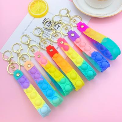 China Hot Selling Amazon FID Key Chain Pendant Get Poping Sensory Silicone Bubble Toy Key Chain Press Finger Effort-Reducing Key Chain for sale