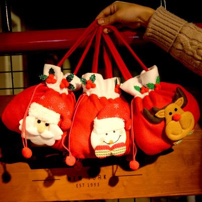 China Hot Selling Chirstmas Decor Christmas Candy Bag Christmas Decoration Drawstring Christmas Gift Bags for sale