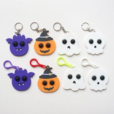 China PVC 3d Halloween Gift PVC Product Kawaii Silicone Promotional Cute Pumpkin Rubber Key Chains Custom Logo for sale