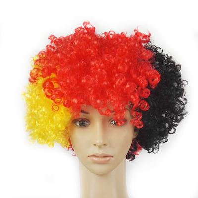 China Hot Selling Colorful Activity Decoration National Flag Wigs Party Wig Afro Hair For World Cup for sale