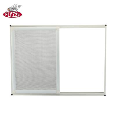 China Housing Spain Style Adjustable Aluminum Profile Insect Screen White Fiberglass Sliding Window for sale