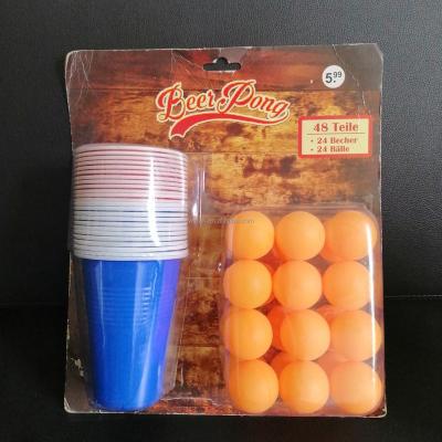 China Customized Printing Logo China Supplier 12oz 16oz Beer Pong Direct Plastic Cup Set Of 24 Cups And 24 Balls for sale