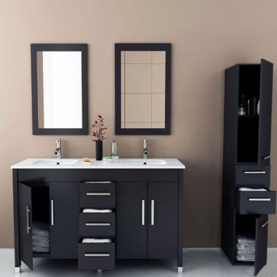 China Modern Black Solid Wood Bathroom Vanity Bathroom Sink Cabinet Modern Vanity for sale